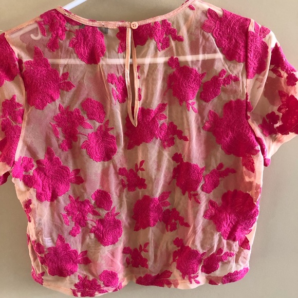 🦋2/$15🦋 Forever21 sheer top with pink roses - Picture 2 of 4